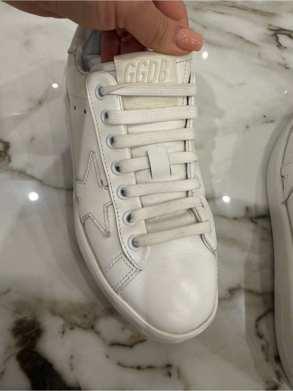 Golden Goode White Leather Pure-Star Accent Sneakers - Picture 9 of 10